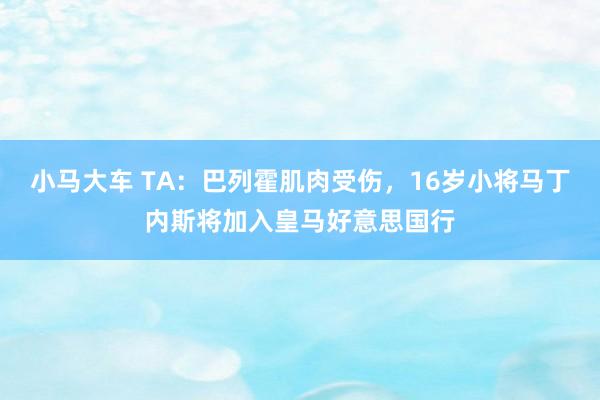 小马大车 TA：巴列霍肌肉受伤，16岁小将马丁内斯将加入皇马好意思国行