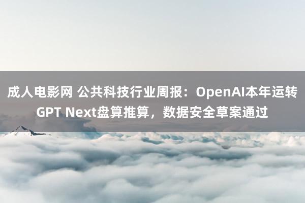 成人电影网 公共科技行业周报:OpenAI本年运转GPT Next盘算推算,数据安全草案通过