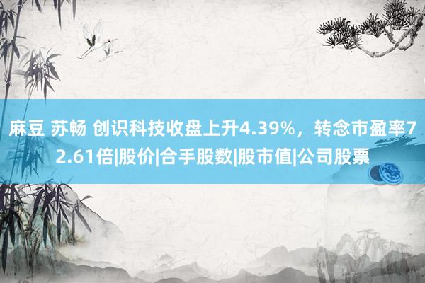 麻豆 苏畅 创识科技收盘上升4.39%，转念市盈率72.61倍|股价|合手股数|股市值|公司股票