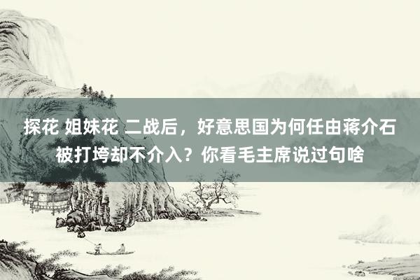 探花 姐妹花 二战后，好意思国为何任由蒋介石被打垮却不介入？你看毛主席说过句啥