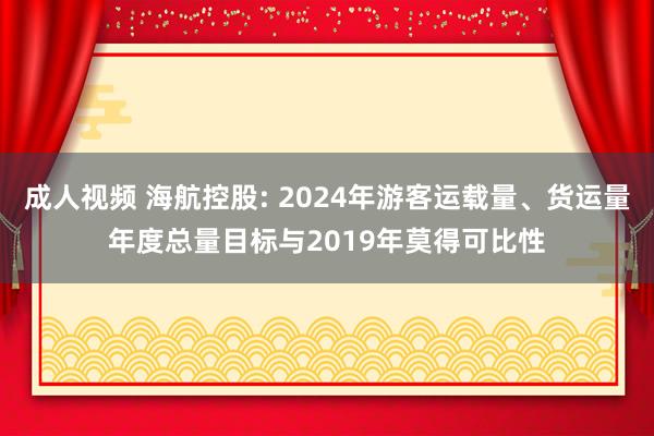 成人视频 海航控股: 2024年游客运载量、货运量年度总量目标与2019年莫得可比性